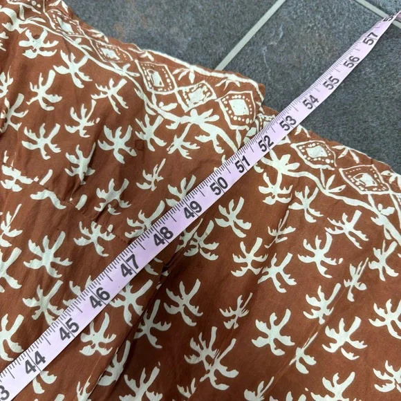 Natalie Martin Silk Palm Tree Print Short Sleeve Maxi Dress Brown Small S READ - Picture 16 of 16
